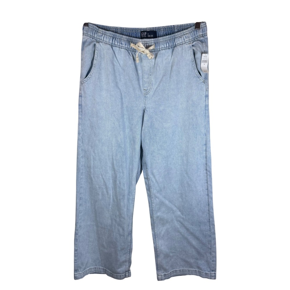 NWT GAP Denim High Rise Wide Leg Cropped Pants Light Wash Size Medium Grunge